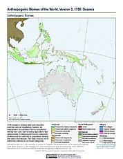 Map: Anthropogenic Biomes, v2 (1700): Oceania