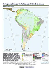 Map: Anthropogenic Biomes, v2 (1900): South America