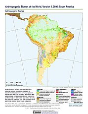 Map: Anthropogenic Biomes, v2 (2000): South America