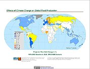 Map: Projected % Change in Rice Yield, SRES B2B (2020)