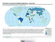Map: Ecosystem Vitality - Fisheries, EPI 2016