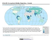 Map: Ecosystem Vitality - Forests, EPI 2016
