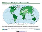 Map: Ecosystem Vitality - Biodiversity & Habitat, EPI 2018