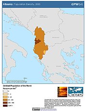 Map: Population Density (2000): Albania