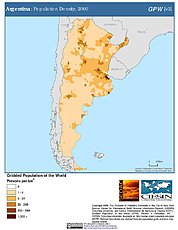 Map: Population Density (2000): Argentina