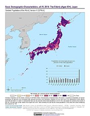 Map: GPWv4 Rev11: Basic Demographic Characteristics (2010): The Elderly, Japan