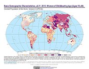 Map: GPWv4 Rev11: Basic Demographic Characteristics (2010): Women of Childbearing Age