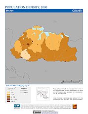 Map: Population Density (2000): Bhutan