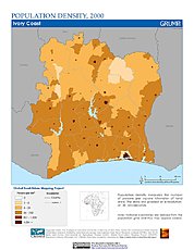 Map: Population Density (2000): Côte D'Ivoire