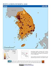 Map: Population Density (2000): South Korea