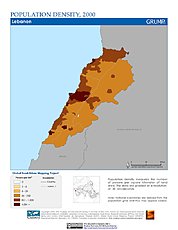 Map: Population Density (2000): Lebanon