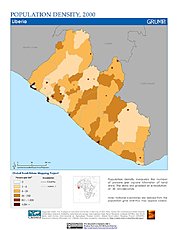 Map: Population Density (2000): Liberia