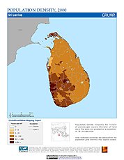 Map: Population Density (2000): Sri Lanka