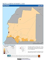 Map: Population Density (2000): Mauritania