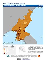 Map: Population Density (2000): North Korea