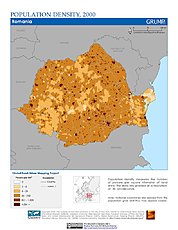 Map: Population Density (2000): Romania