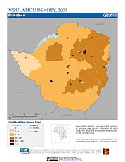 Map: Population Density (2000): Zimbabwe