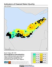 Map: % Chlorophyll-a Concentration Change (1998-2007): Abu Dhabi