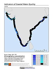 Map: % Chlorophyll-a Concentration Change (1998-2007): India