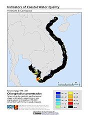 Map: % Chlorophyll-a Concentration Change (1998-2007): Vietnam & Cambodia