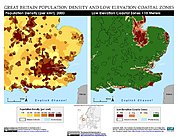Map: Population Density & LECZ: London, Great Britain