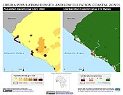 Map: Population Density & LECZ: Monrovia, Liberia