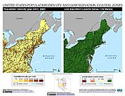 Map: Population Density & LECZ: Northeastern U.S.A.