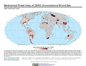 Map: Development Threat Index (2015): Unconventional Oil and Gas