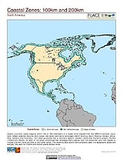 Map: 100 km & 200 km Coastal Zones: North America