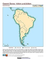 Map: 100 km & 200 km Coastal Zones: South America