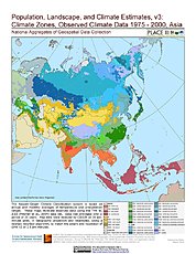 Map: Observed Climate Data - Climate Zones (1976-2000): Asia