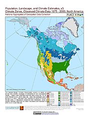 Map: Observed Climate Data - Climate Zones (1976-2000): North America