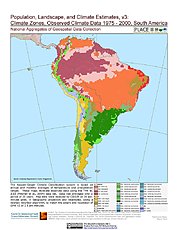 Map: Observed Climate Data - Climate Zones (1976-2000): South America