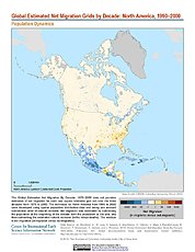 Map: Net Migration (1990-2000): North America
