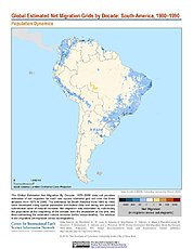 Map: Net Migration (1980-1990): South America