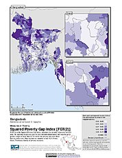 Map: Squared Poverty Gap Index, ADM3: Bangladesh