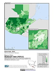 Map: Poverty Headcount Index, ADM2 (2002): Guatemala