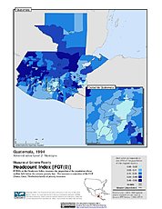 Map: Extreme Poverty Headcount Index, ADM2 (1994): Guatemala
