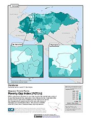 Map: Extreme Poverty Gap Index, ADM2: Honduras