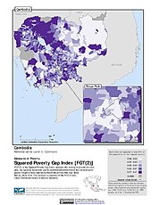Map: Squared Poverty Gap Index, ADM3: Cambodia