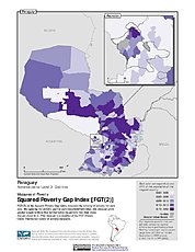 Map: Squared Poverty Gap Index, ADM2: Paraguay