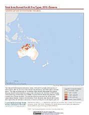 Map: Total Area Burned All Fire Types (2015): Oceania
