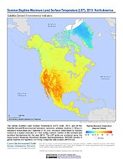 Map: Summer Daytime Maximum LST (2013): North America