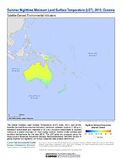 Map: Summer Nighttime Minimum LST (2013): Oceania