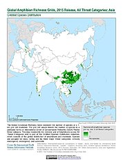 Map: Amphibian Richness - All Threats, 2015: Asia