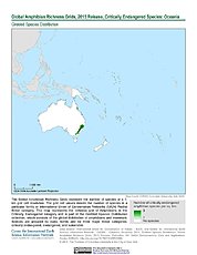 Map: Amphibian Richness - Critically Endangered, 2015: Oceania
