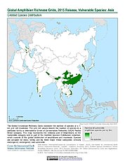 Map: Amphibian Richness - Vulnerable, 2015: Asia
