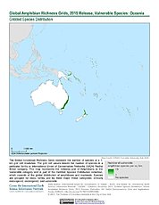 Map: Amphibian Richness - Vulnerable, 2015: Oceania