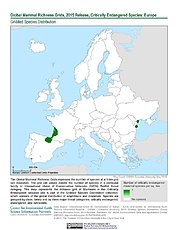 Map: Mammal Richness - Critically Endangered, 2015: Europe