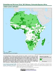 Map: Mammal Richness - Vulnerable, 2015: Africa